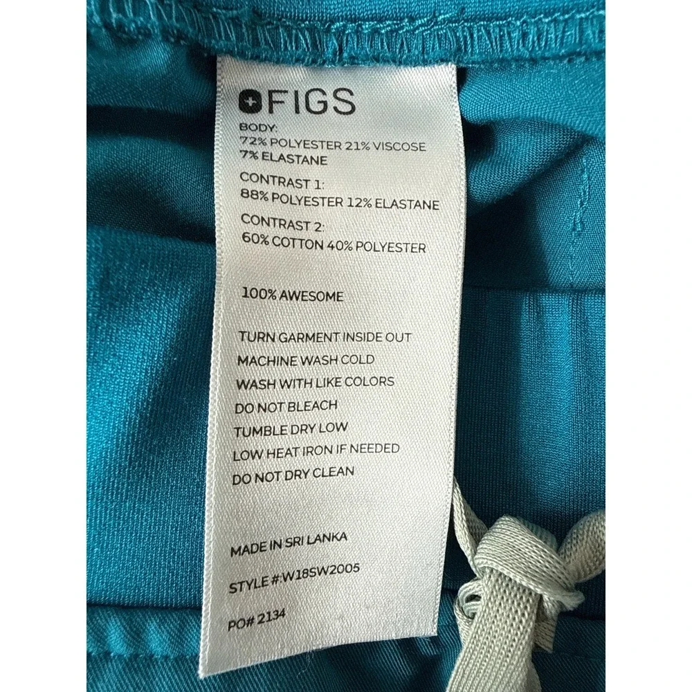 FIGS Zamora Jogger Pants‎ Size S Teal Scrub Mid Rise Cargo Pocket Zip Flawed